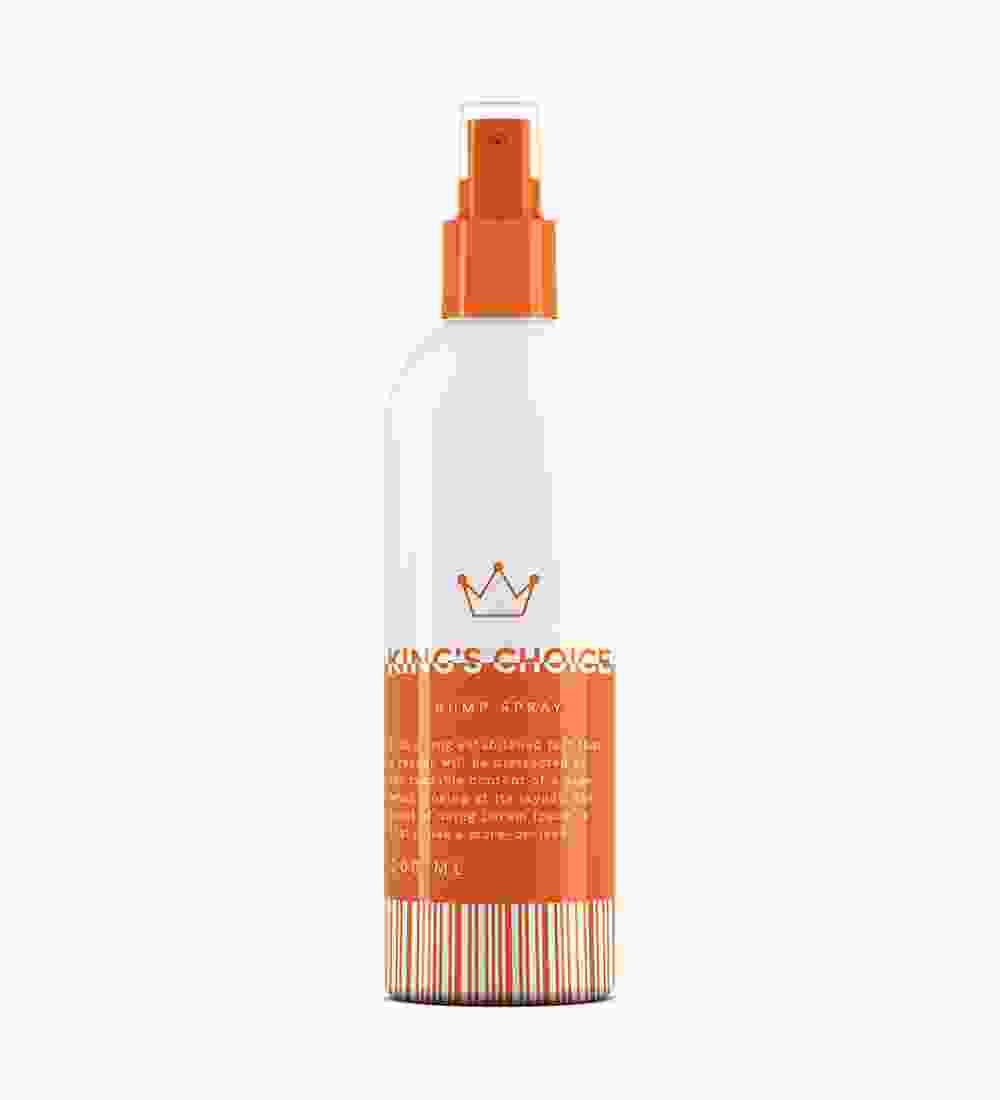 A spray bottle with orange and white label