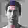 A person with their head pixelated by the color of pink and blue.